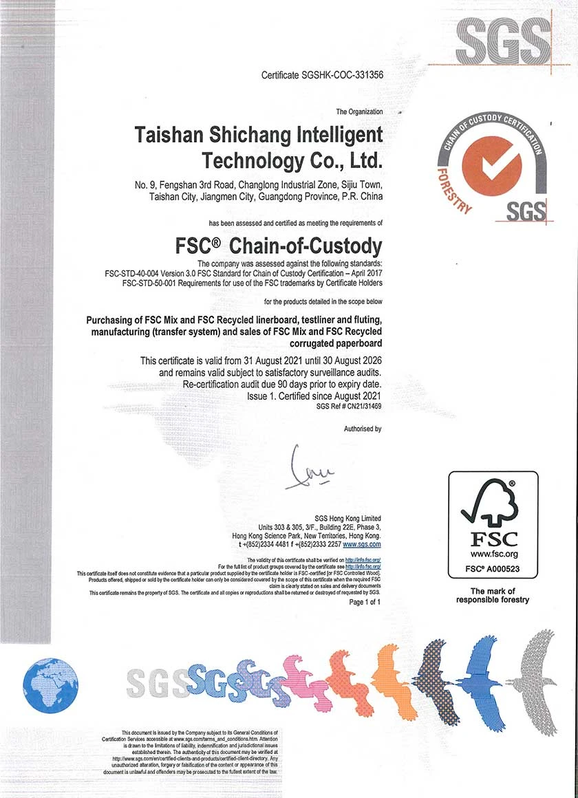 Certificado FSC - Padr&otilde;es de cadeia de cust&oacute;dia da SGS